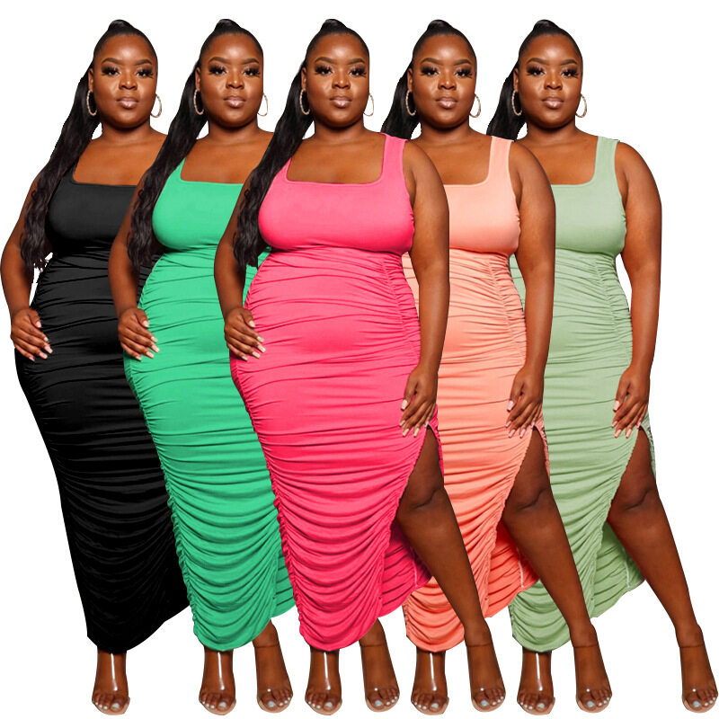 Womens Dresses 2022 Trending Big Ass Tight Elegant Double Slit Maxi Dress