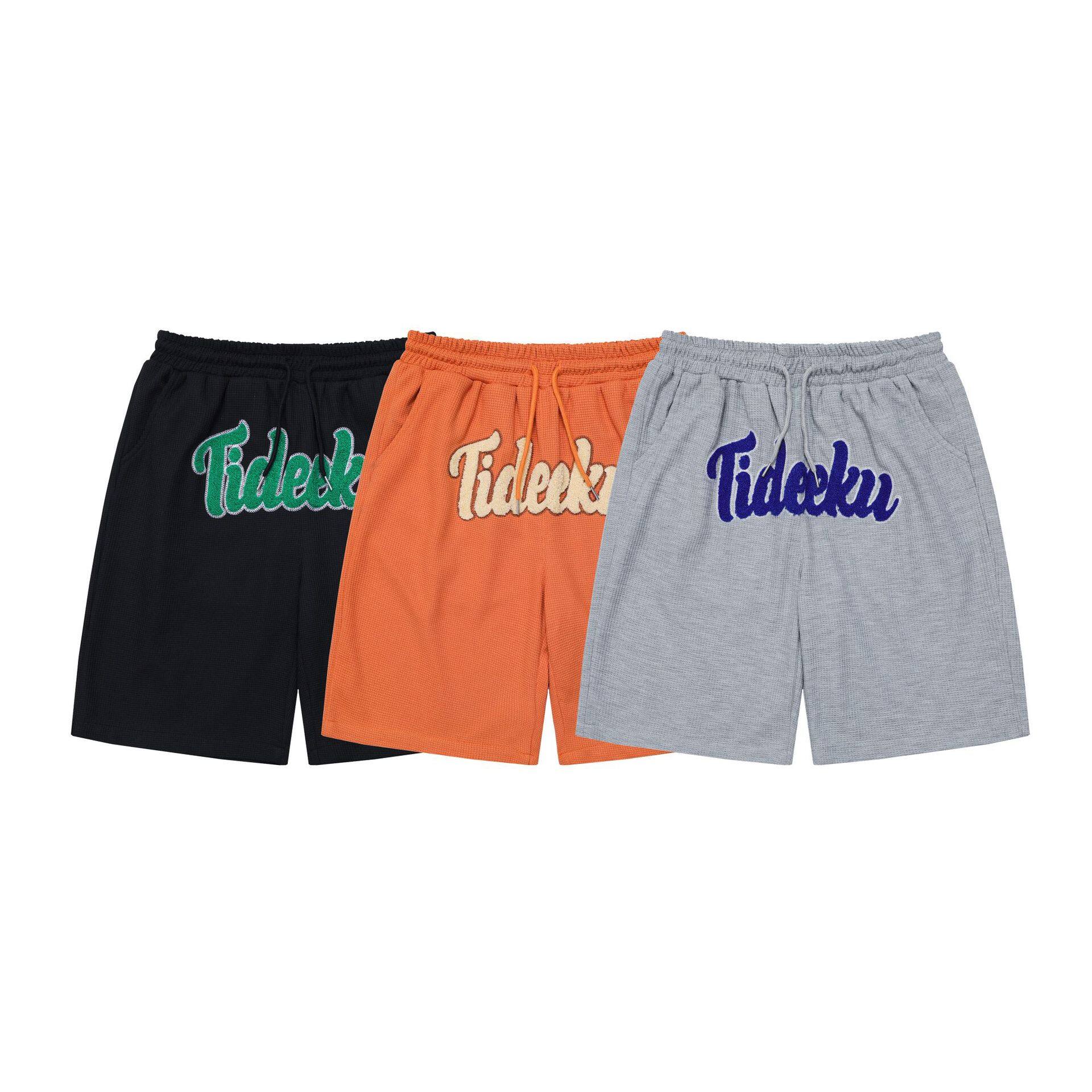 Manufacturer High Quality Elestic Waist Custom Logo Patch Embroidered Sweat Shorts