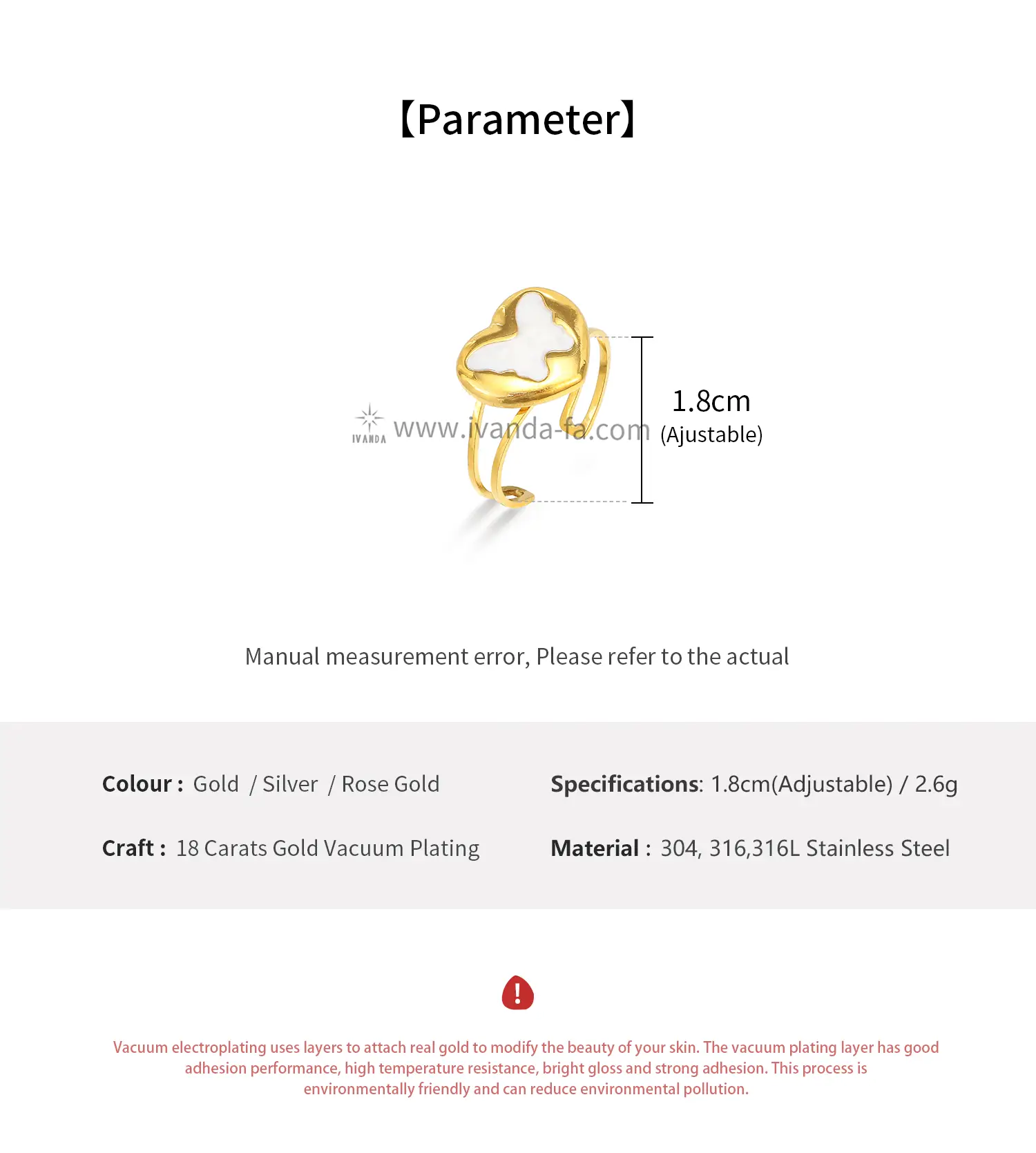 Epoxy Butterfly Pattern Heart Stainless Steel Ring For Wholesale