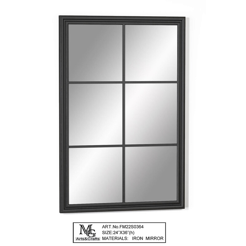 black/white/gold window shaped square wall mirror