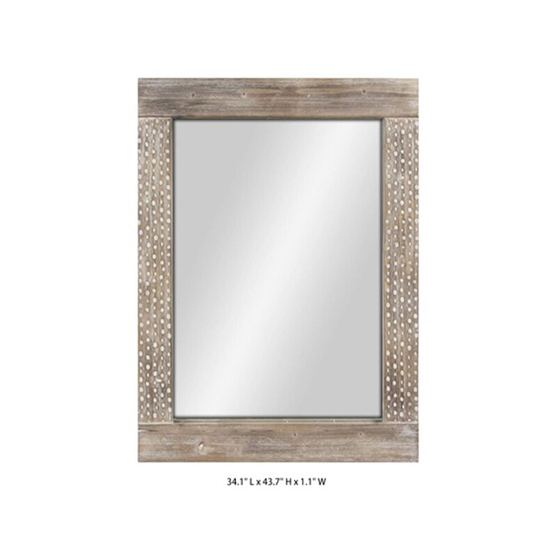 wooden framed retro square wall mirror