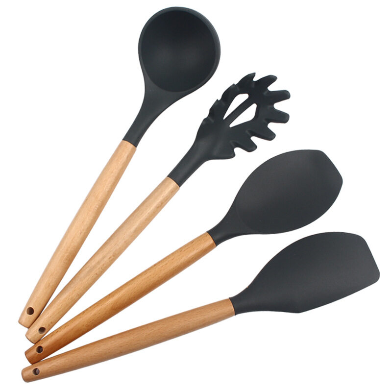 Buy Wholesale China Cheap 11 Pcs Wood Handle Silicone Ladle Soup Spoon  Kitchen Silicone Cooking Utensils Set & Silicone Ladle at USD 0.3