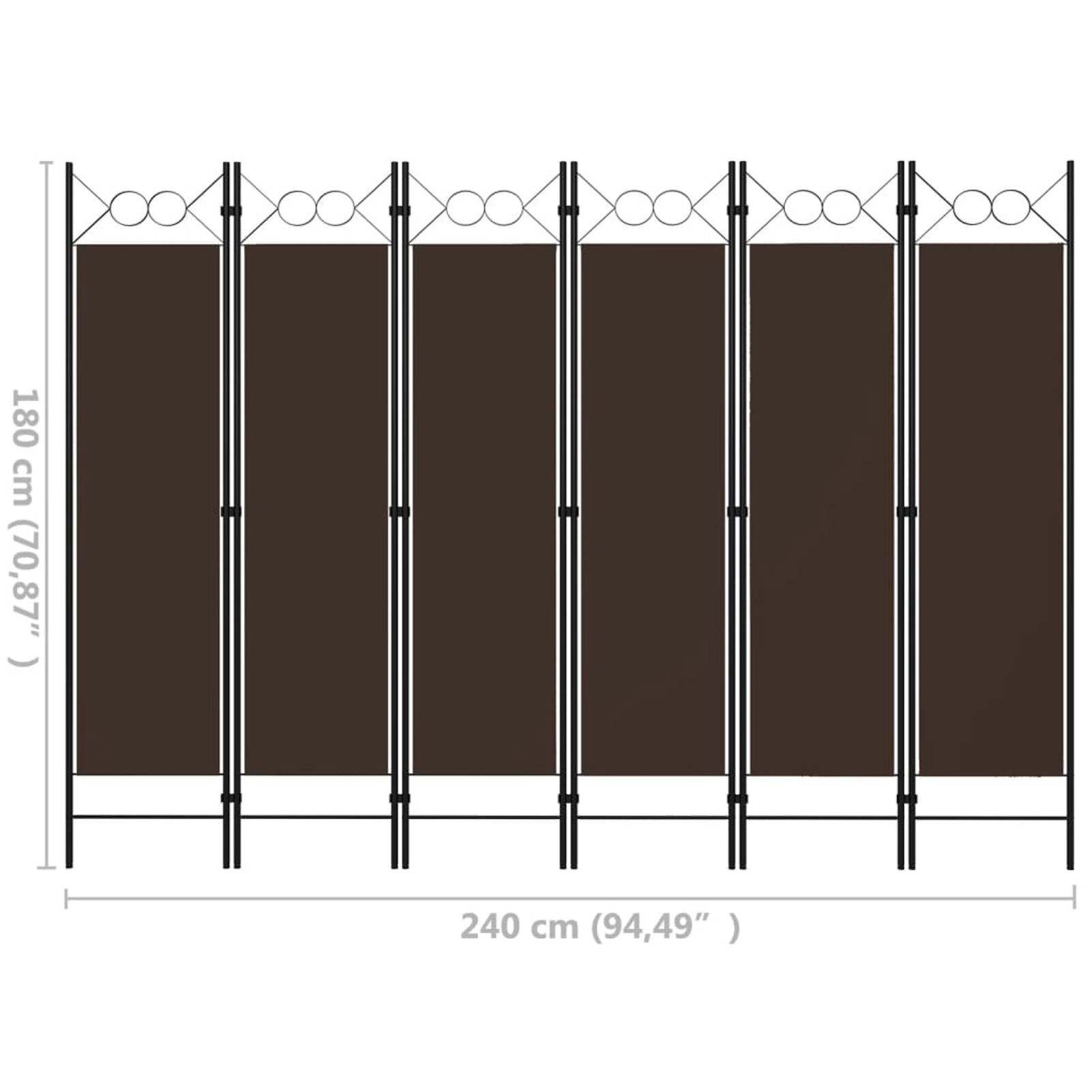Home 6-Panel Room Divider Brown 94.5"x70.9" (US Stock)
