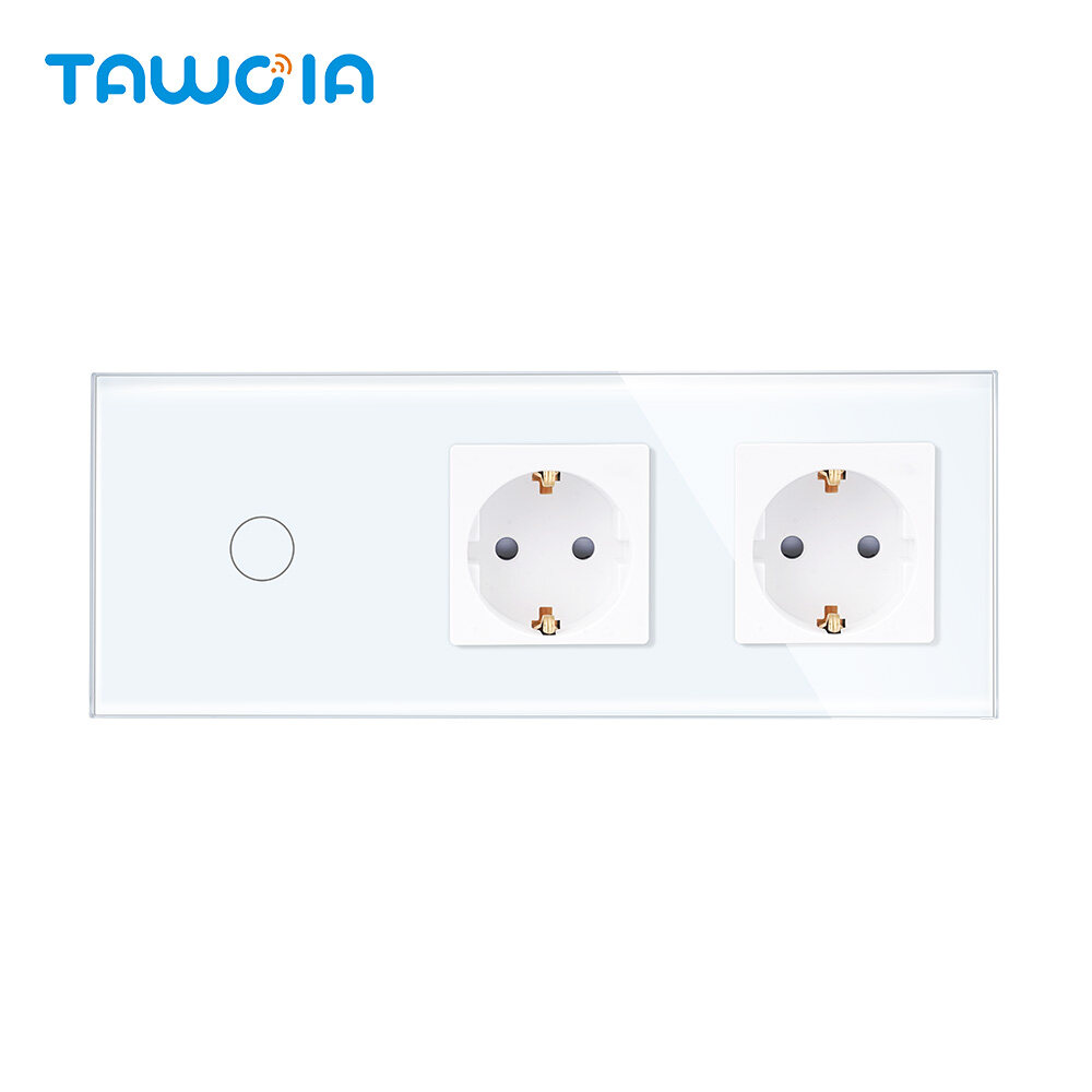 1 gang 1 way Touch Switch with Double 16A Germany Socket 228mm