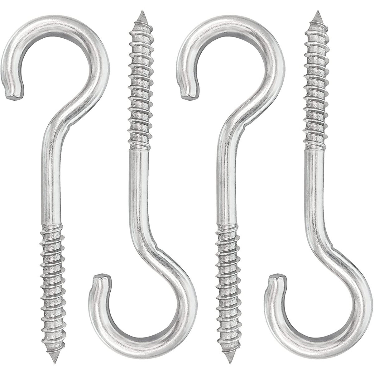 5 inch 4-Pack 304 Stainless Steel Heavy-Duty Screw Eye Hook Eye Bolts,  Hammock, Awning, Hanging Chair, Hanging Basket (4-Pack)
