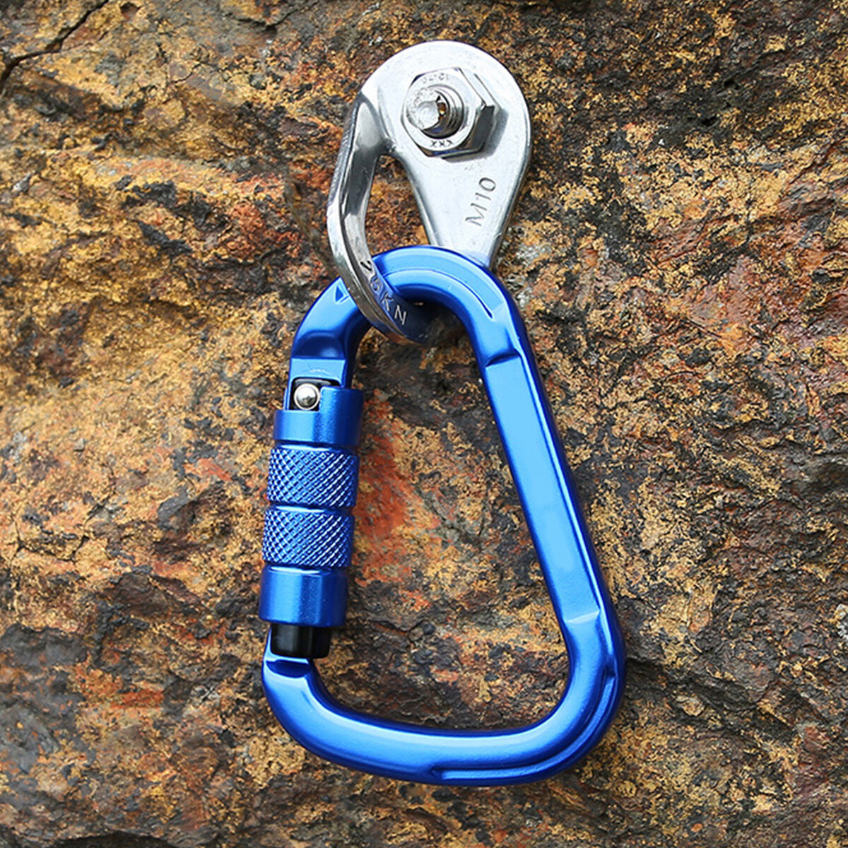 Outdoor Rock Carabiner 25KN Safety Connector Lock Aluminum alloy Spring-loaded Gate Buckle Survive Equipment