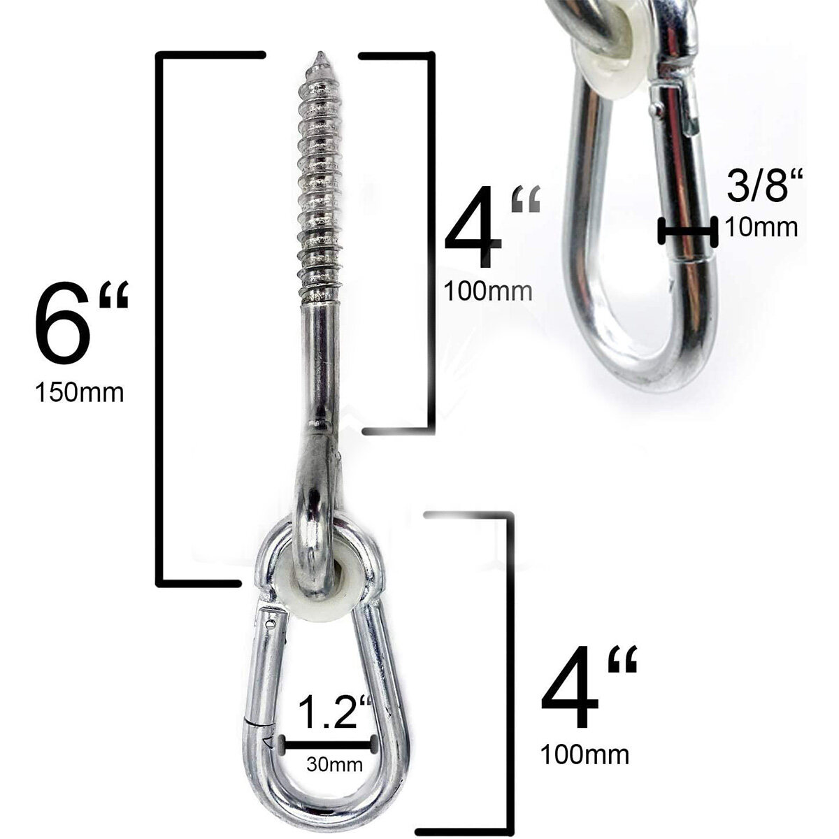 Maky Outdoors Two Swing Hooks & Hangers -  Safe, Hanging Kit Hardware - Load Capacity: 600 Lbs Per Anchor - Screw