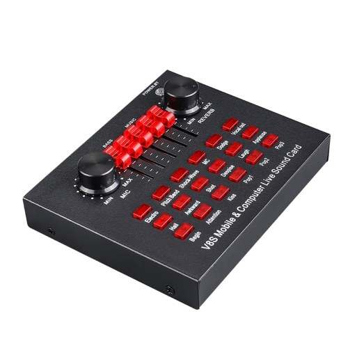 Digital V8S Audio Karaoke BT Mixer Multifunctional External Sound Card 6 Sound Modes 12 Sound Effects(CN Stock)