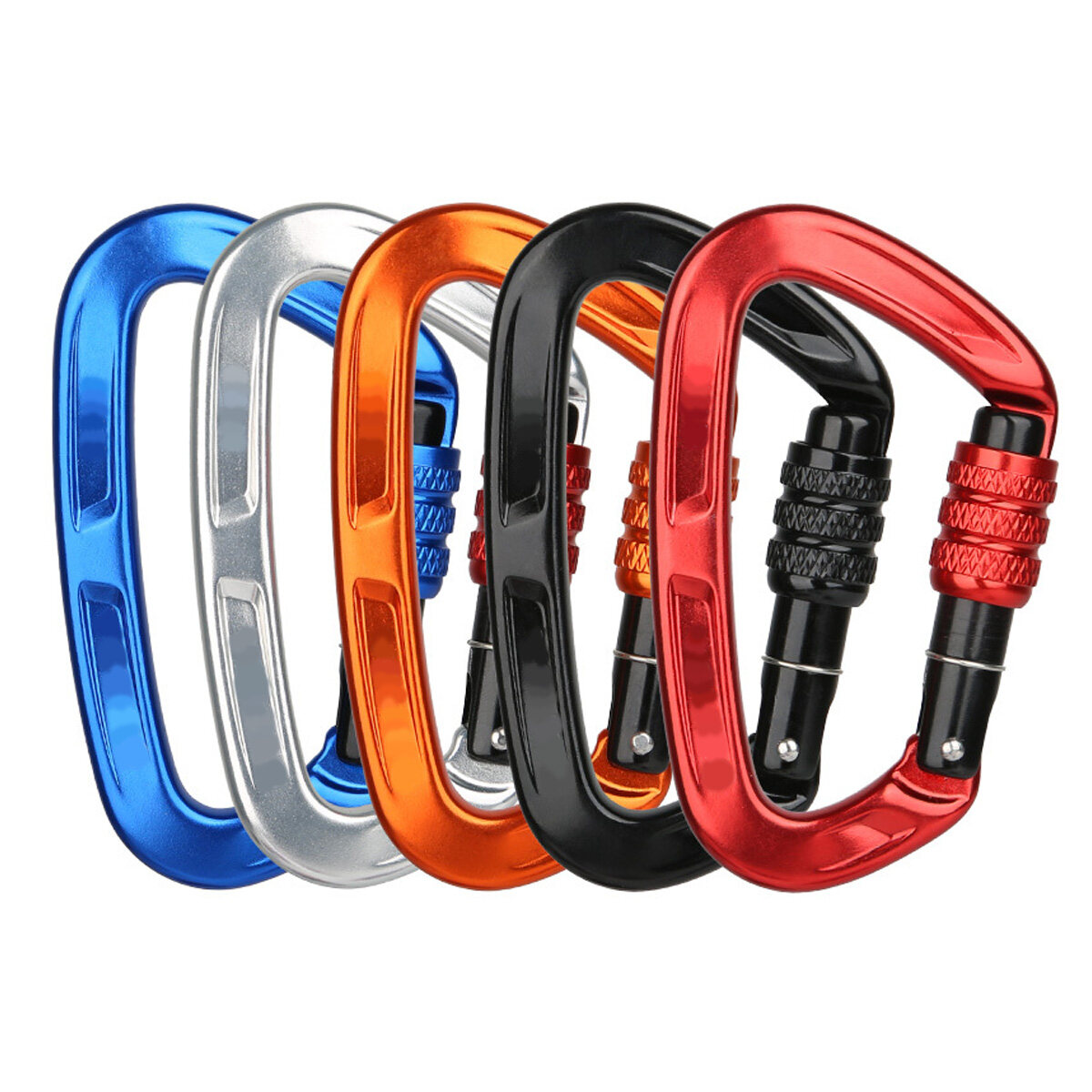 Rock Climbing Carabiner 25KN Safety D-Shape Buckle Screw Lock Spring-loaded Gate Aluminum Carabiner Outdoor Kits