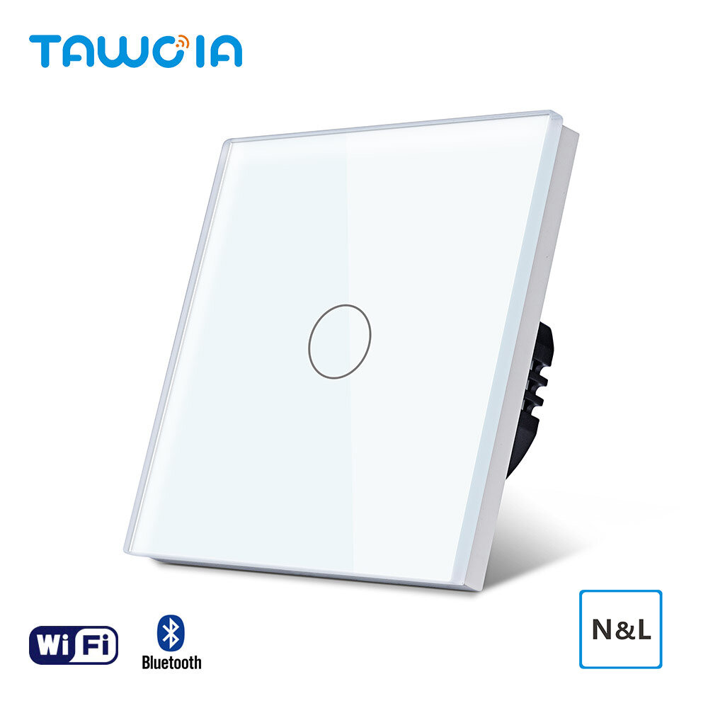 TAWOIA Tuya Smart Touch Wall Switch 1 gang 1 Way wifi touch switch with Neutral line 86mm App Voice Control