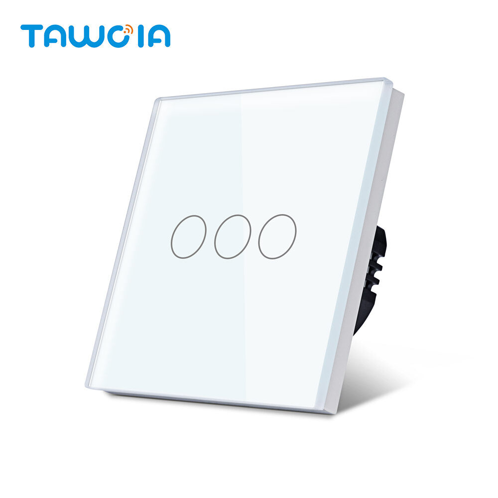 TAWOIA Tempered Glass Panel 3 gang 1 way normal touch switch No Neutral Required