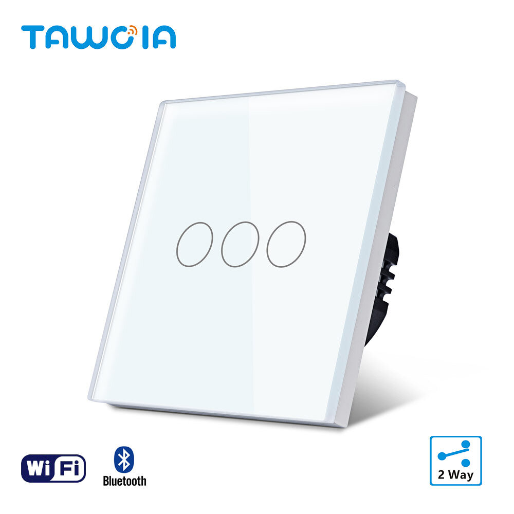 TAWOIA Smart Touch Switch No Neutral Required Switch Sinlge Live Line 3 gang 2 way normal touch switch 86mm EU CE Standard