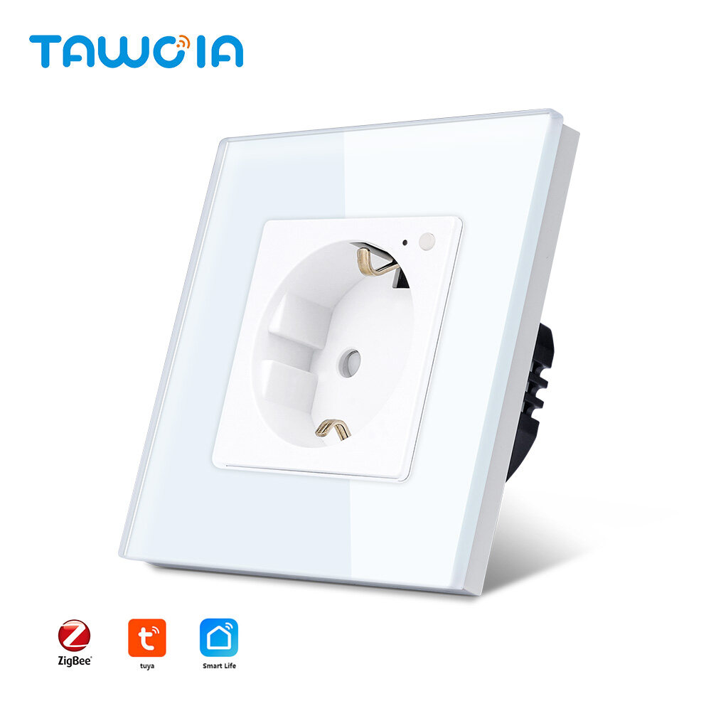 Tawoia Smart TypeE Electrical Socket Outlet 86mm 2Pin Standard Earth Pin Grounding Fire Retardant PC Plastic Phone App Control