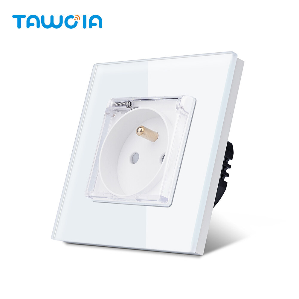 Tawoia EU Type E 2 Round Pin Earth Pin French socket with waterproof cover 86mm Long Life Spam IP Rated