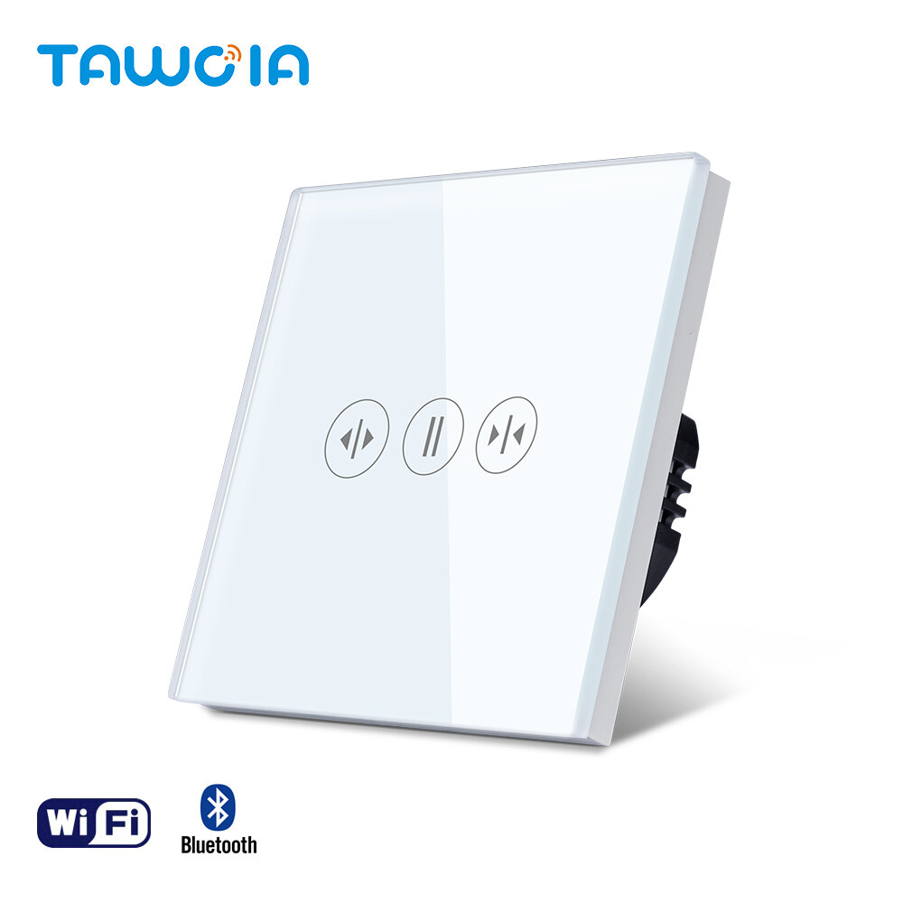 TAWOIA Smart Tuya Smart WiFi 1 Way curtain switch module 86mm Tempered Glass Neutral Line Required 1000W Load