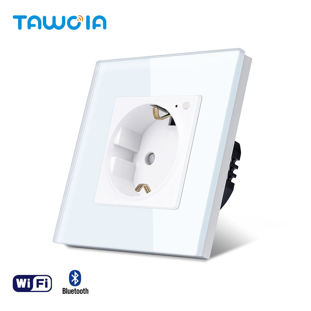 TawoiaSmart WiFi TypeE Electrical Socket Outlet 2Pin Standard Earth Pin Grounding Fire Retardant PC Plastic Phone App Control