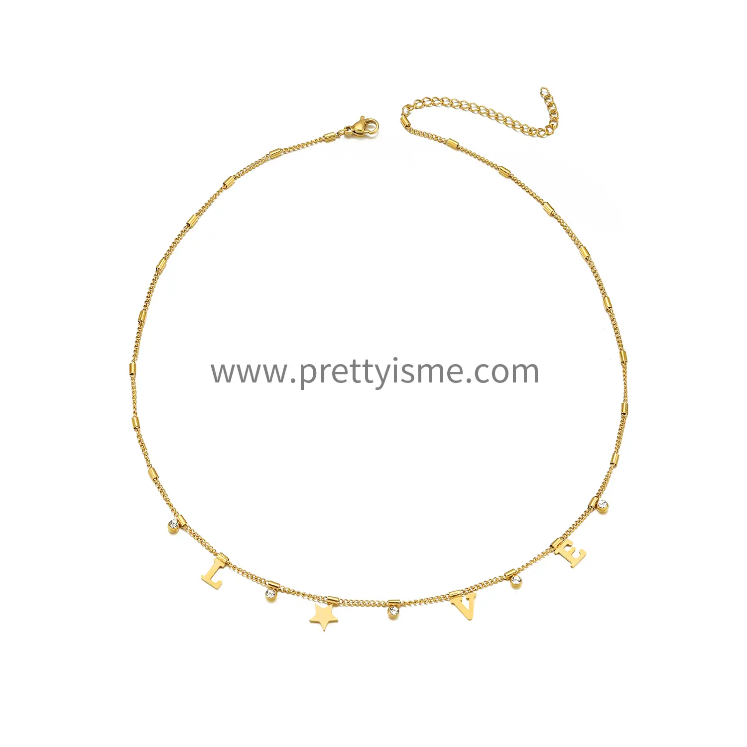Delicate Stainless Steel 18K Gold Plated Thin Necklace With Diamond Band Monogram Waterproof Necklace (5).webp