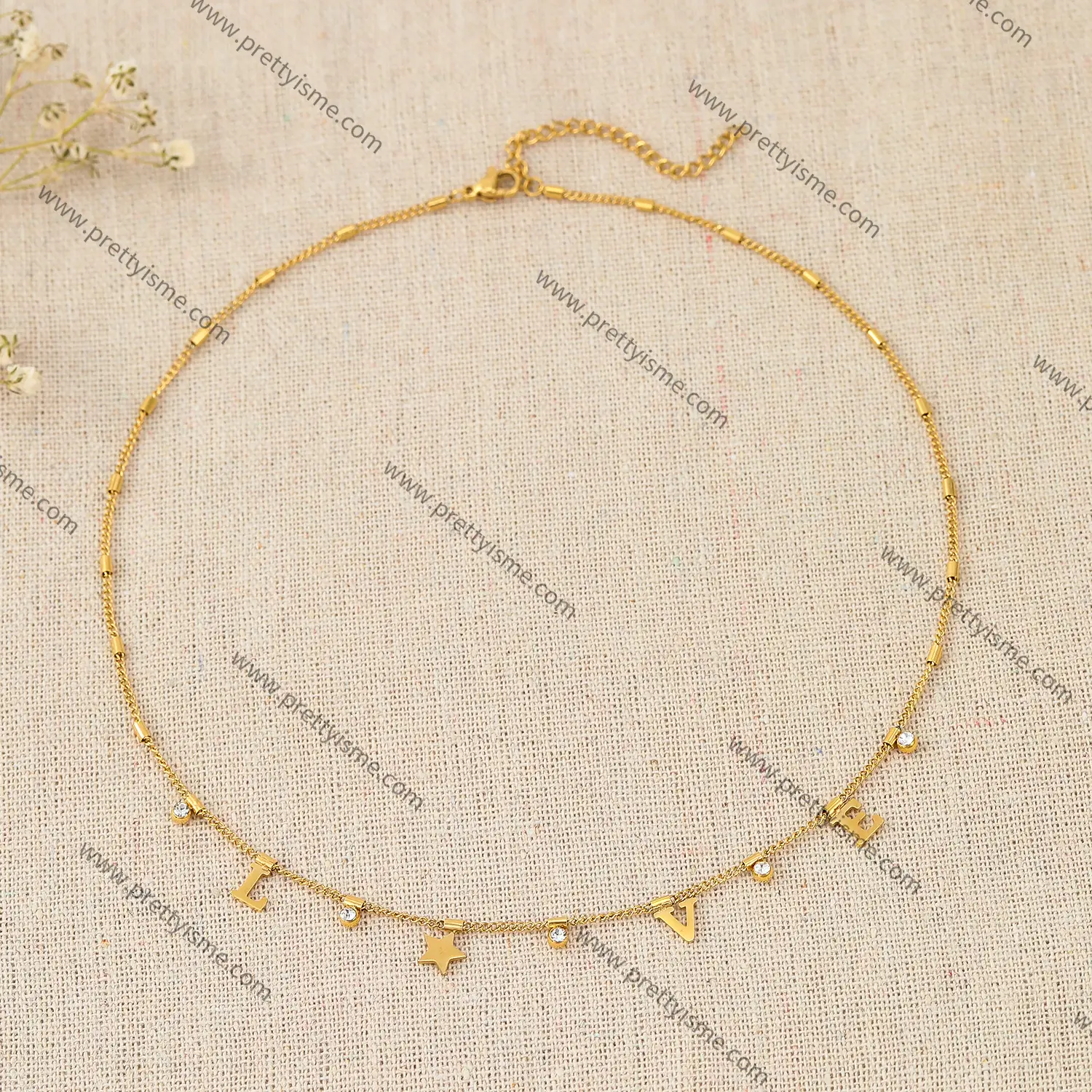 Delicate Stainless Steel 18K Gold Plated Thin Necklace With Diamond Band Monogram Waterproof Necklace (3).webp
