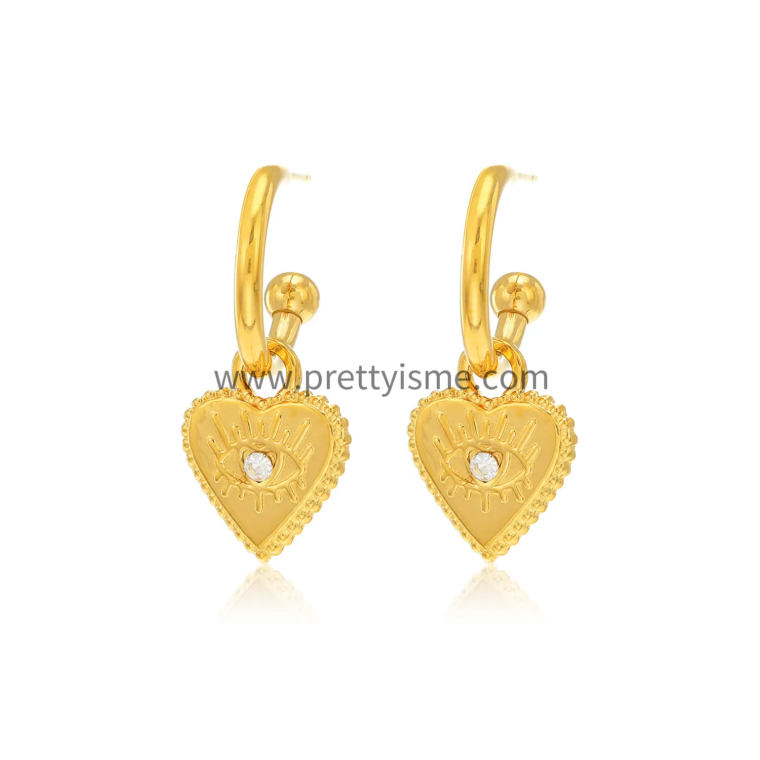 Lovely Stainless Steel Heart Earrings with Devil's Eye with Diamonds (6).webp