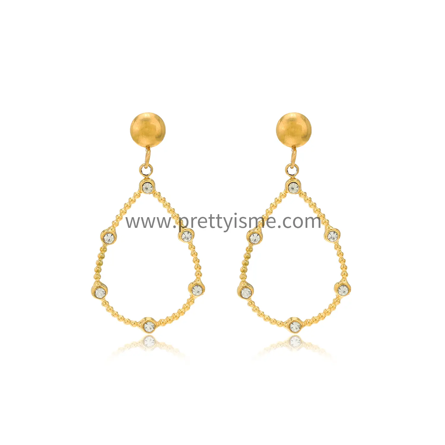French Style Stainless Steel Earrings Oval Pendant Stud Earrings with Diamonds (5).webp
