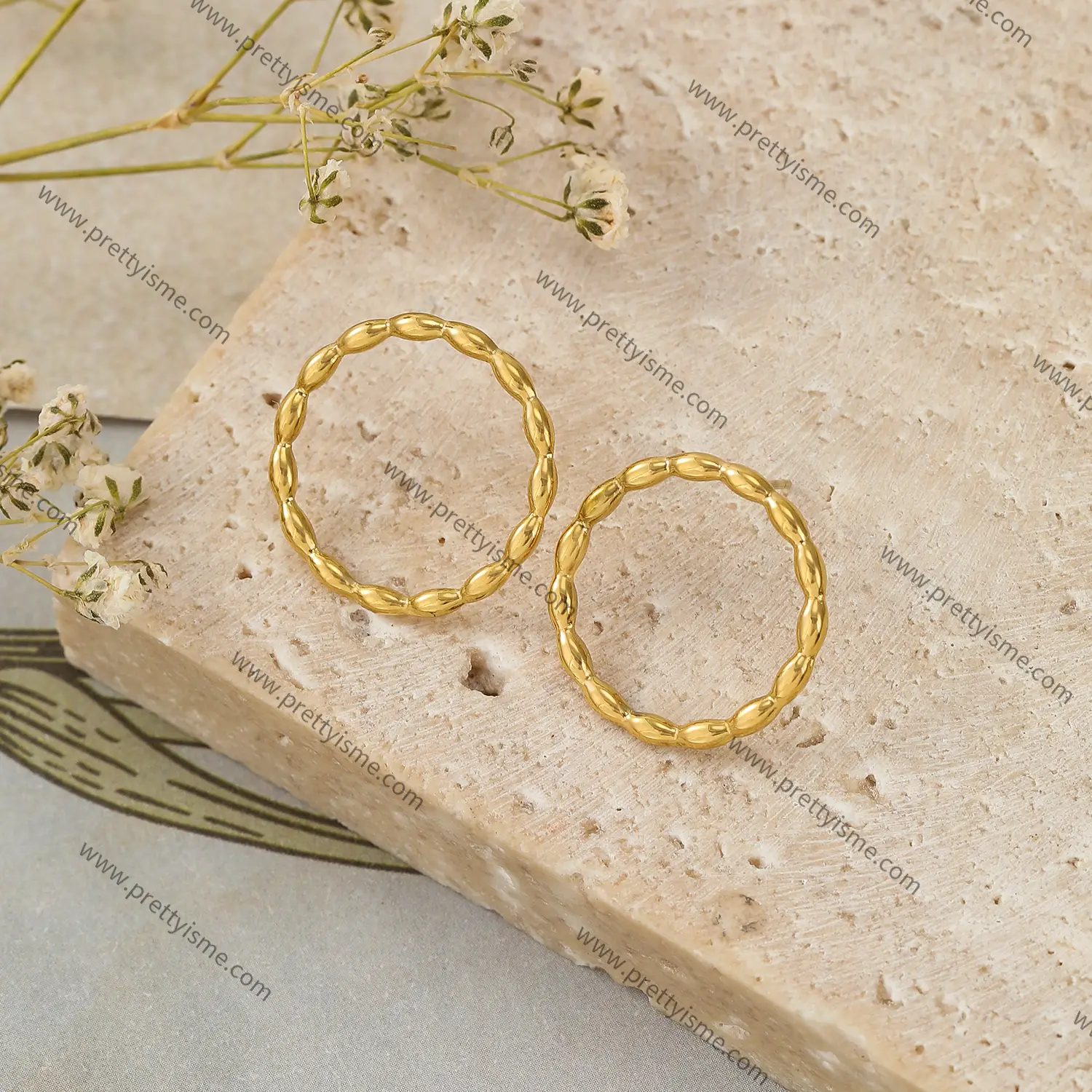 Hoop Stainless Steel Gold Plated 18K Earrings Intertwined Simple Waterproof Earrings (4).webp