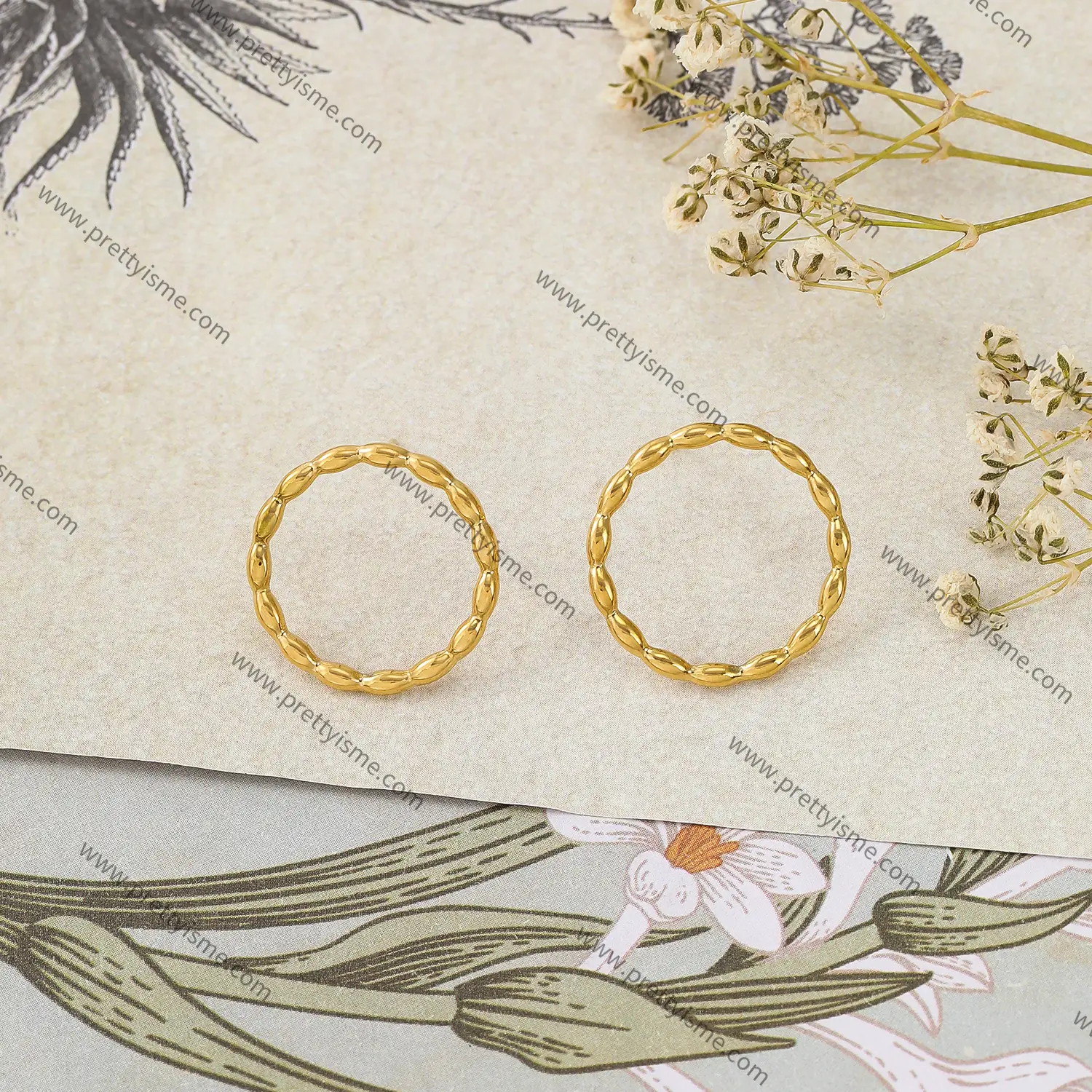 Hoop Stainless Steel Gold Plated 18K Earrings Intertwined Simple Waterproof Earrings.webp