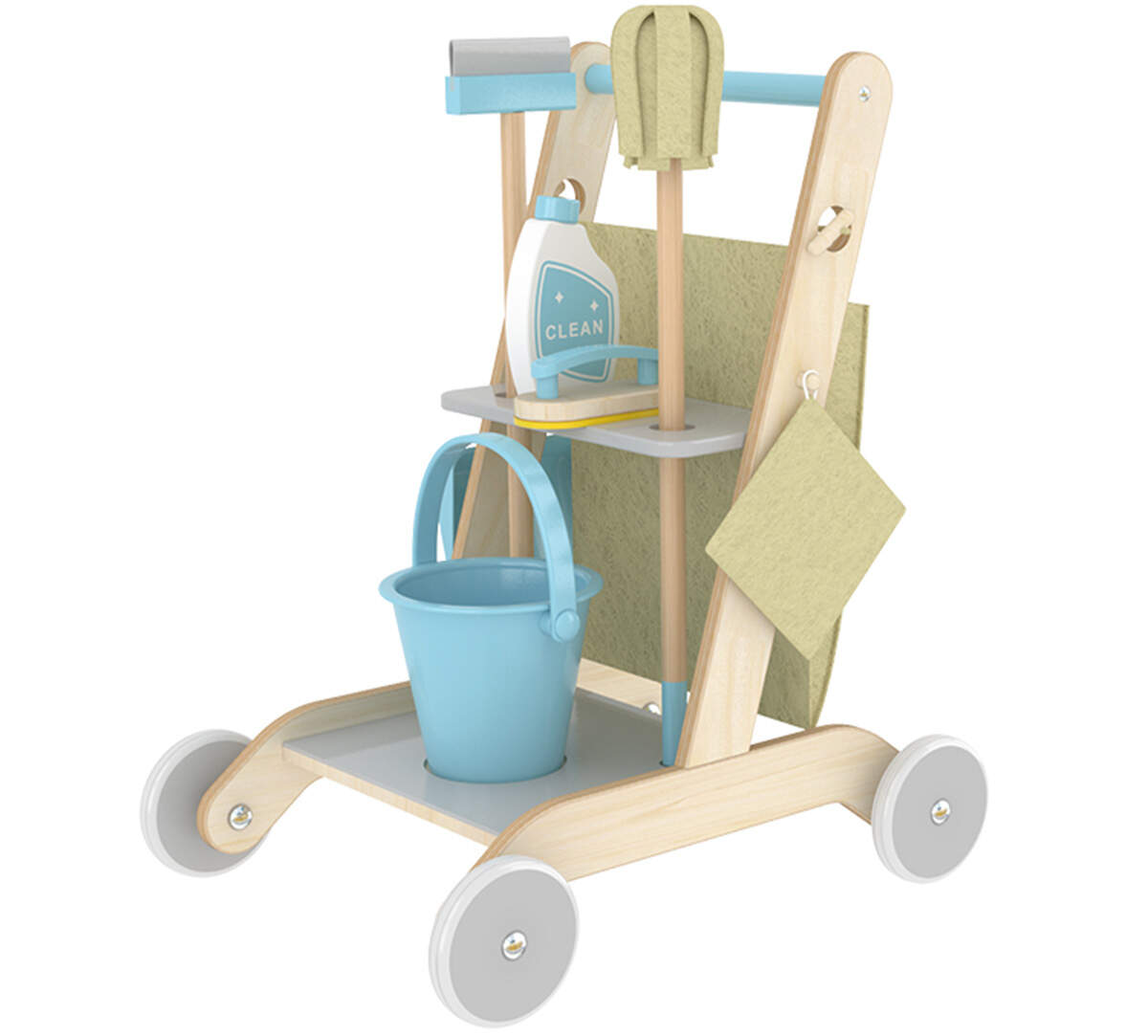 Customized Wooden Toys Clean House Cleaning Tools Stand For Cleaning Equipment