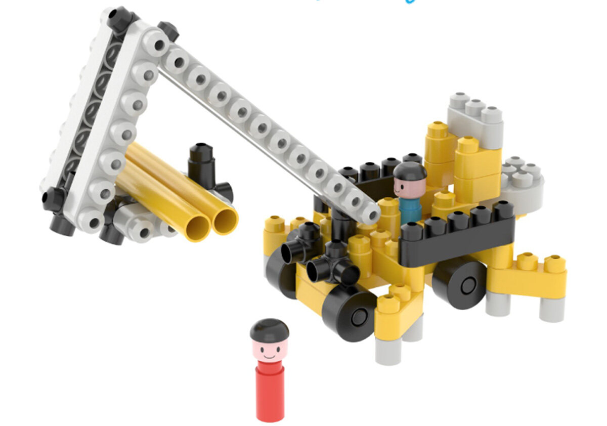 Toys- PolyM Construction Site | Building Brick Forklift Bulldozer Toy Set with Figurines & Accessories