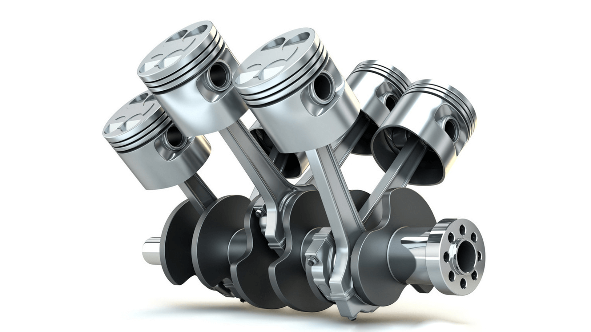 What are the functions of the pistons and connecting rods in the engine?