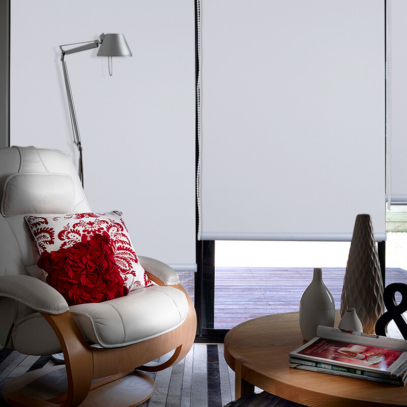 wireless electric blinds, roller electric blinds, blue roller shades, mini roller shades, mesh roller shades