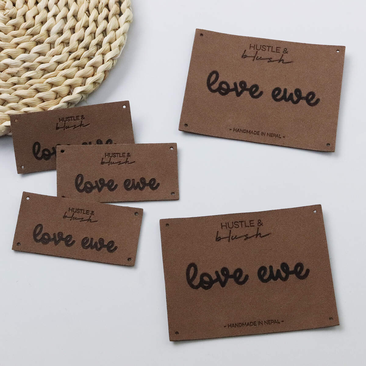 High quality customized microfiber material leather label with debossed logo Leather patches for jeans