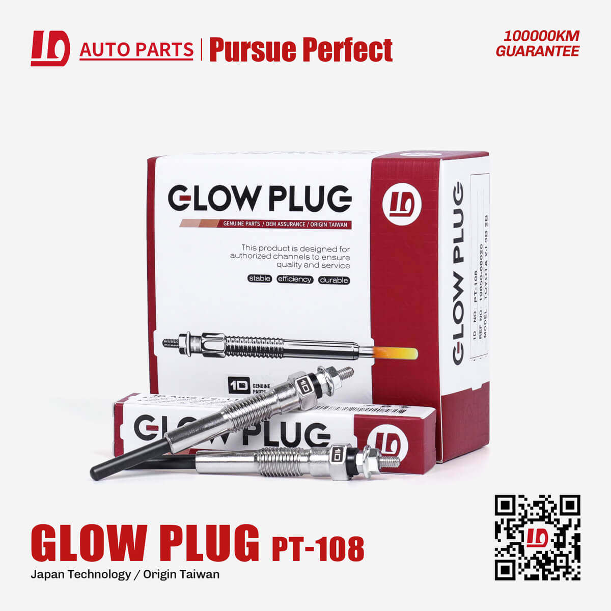 PT-108 19850-68020 1D Glow plugs For Japan engine spare parts 2J,3B,2B 10 pcs in a box/piece