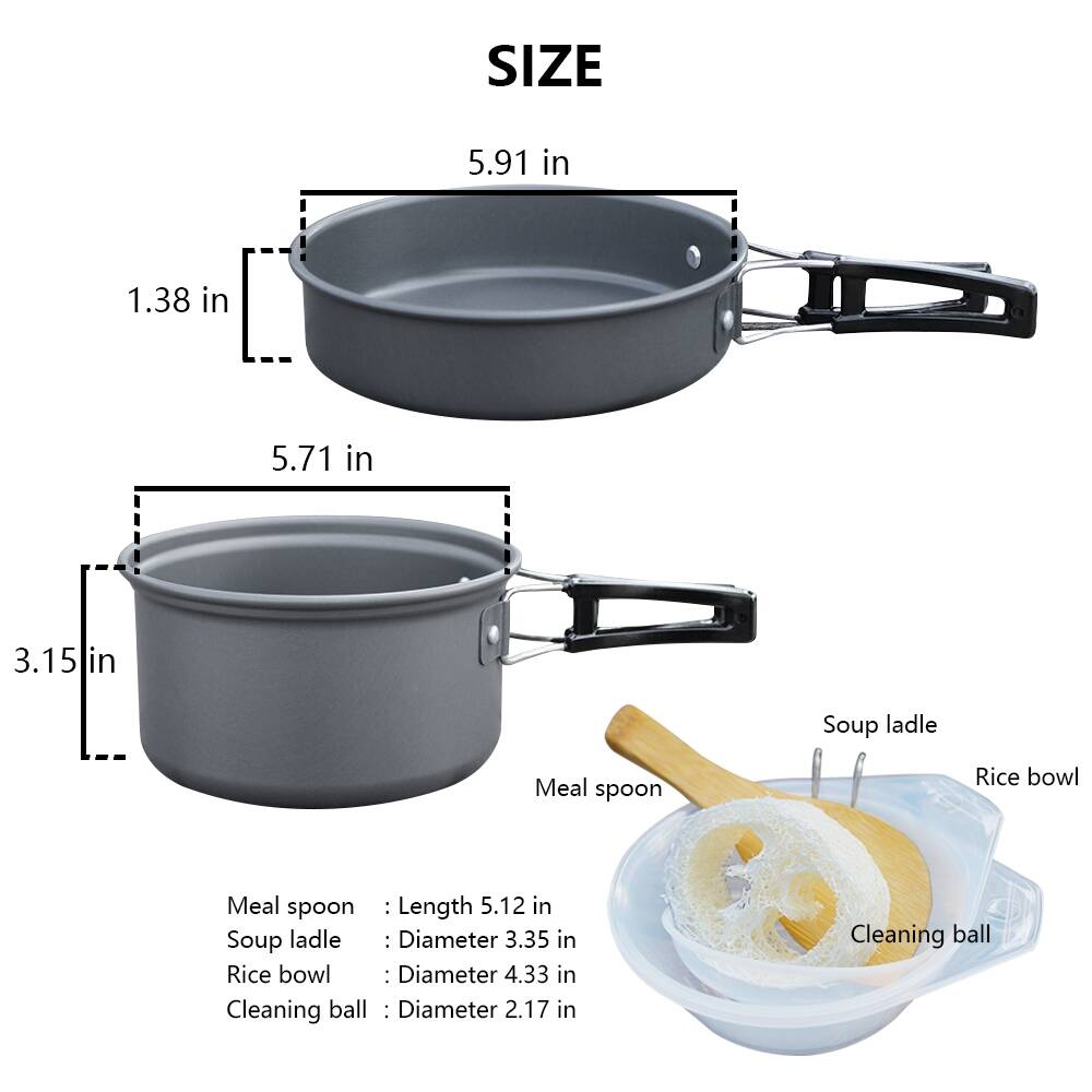 Home Outdoor Cing Pot Set 1-2 People Outdoor Cookware Equipped With Non-stick Pan(CN Stock)