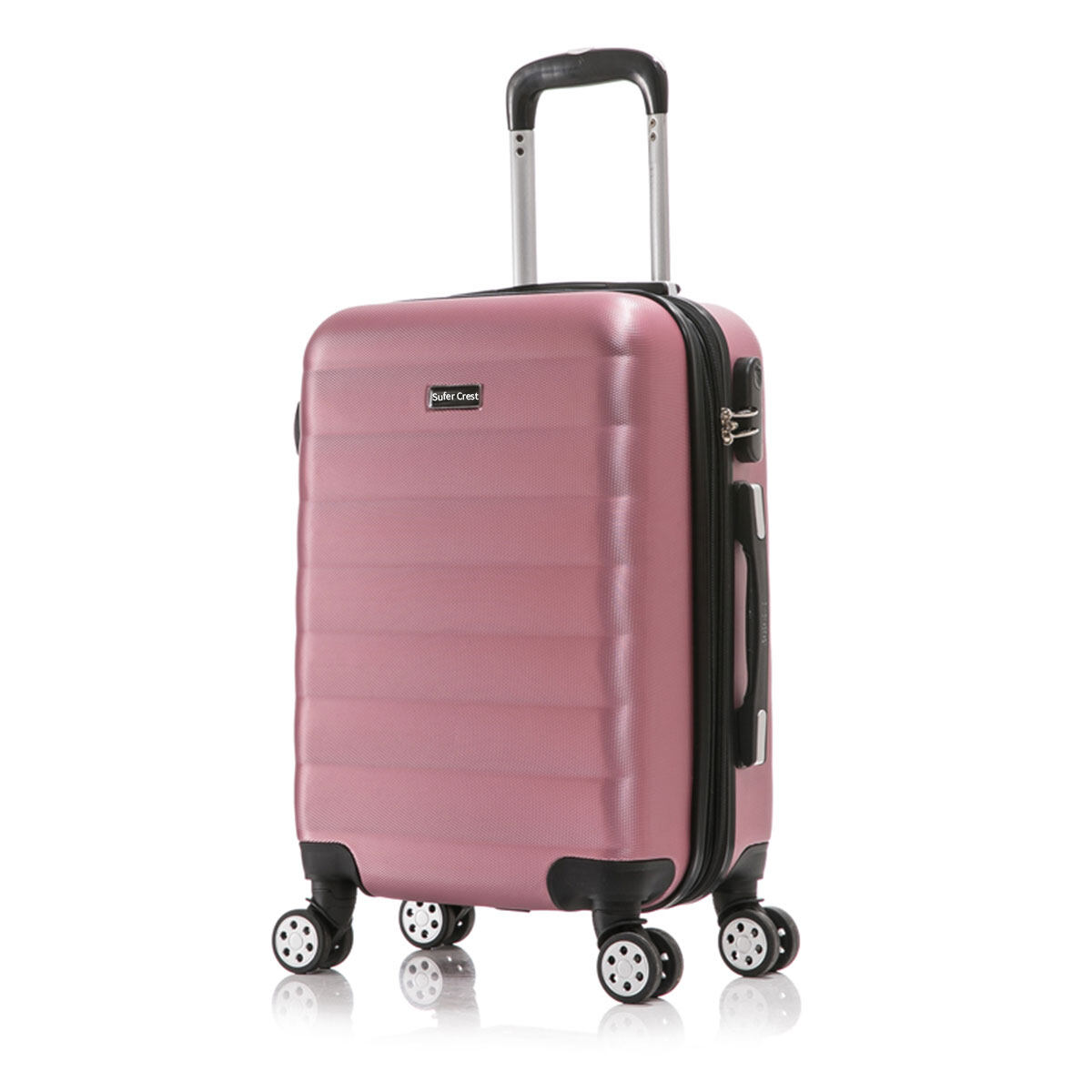 4 wheel spinner suitcase, beige hard shell suitcase, multi functional suitcase, large foldable suitcase, ultra light 4 wheel suitcase