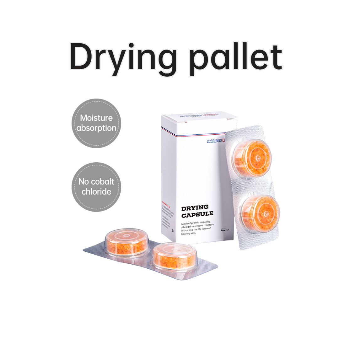 Hearing aid moisture dryer desiccant drying capusle with box