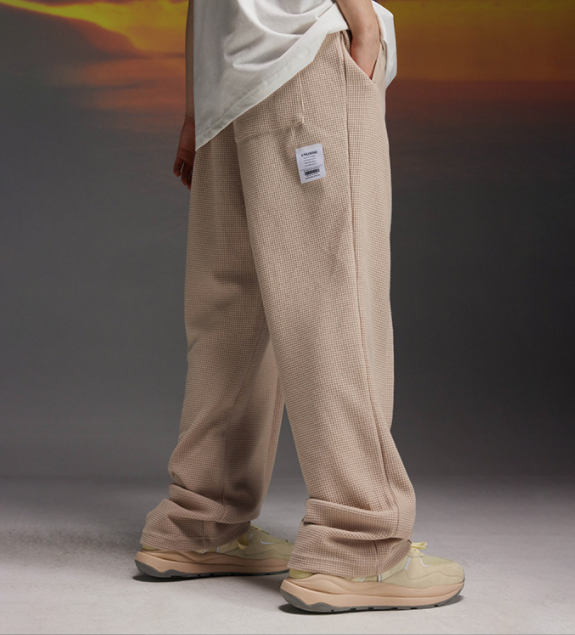 Straight-leg Pants Drawstring Trousers Retro Casual Pants for Unisex