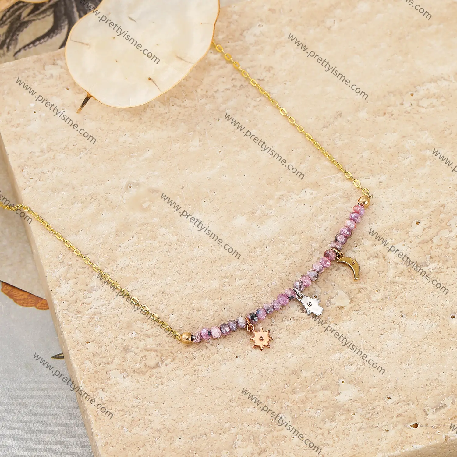 French Necklace Assorted Stones with Cute and Interesting Pendants Delicate Necklace (2)(1).webp