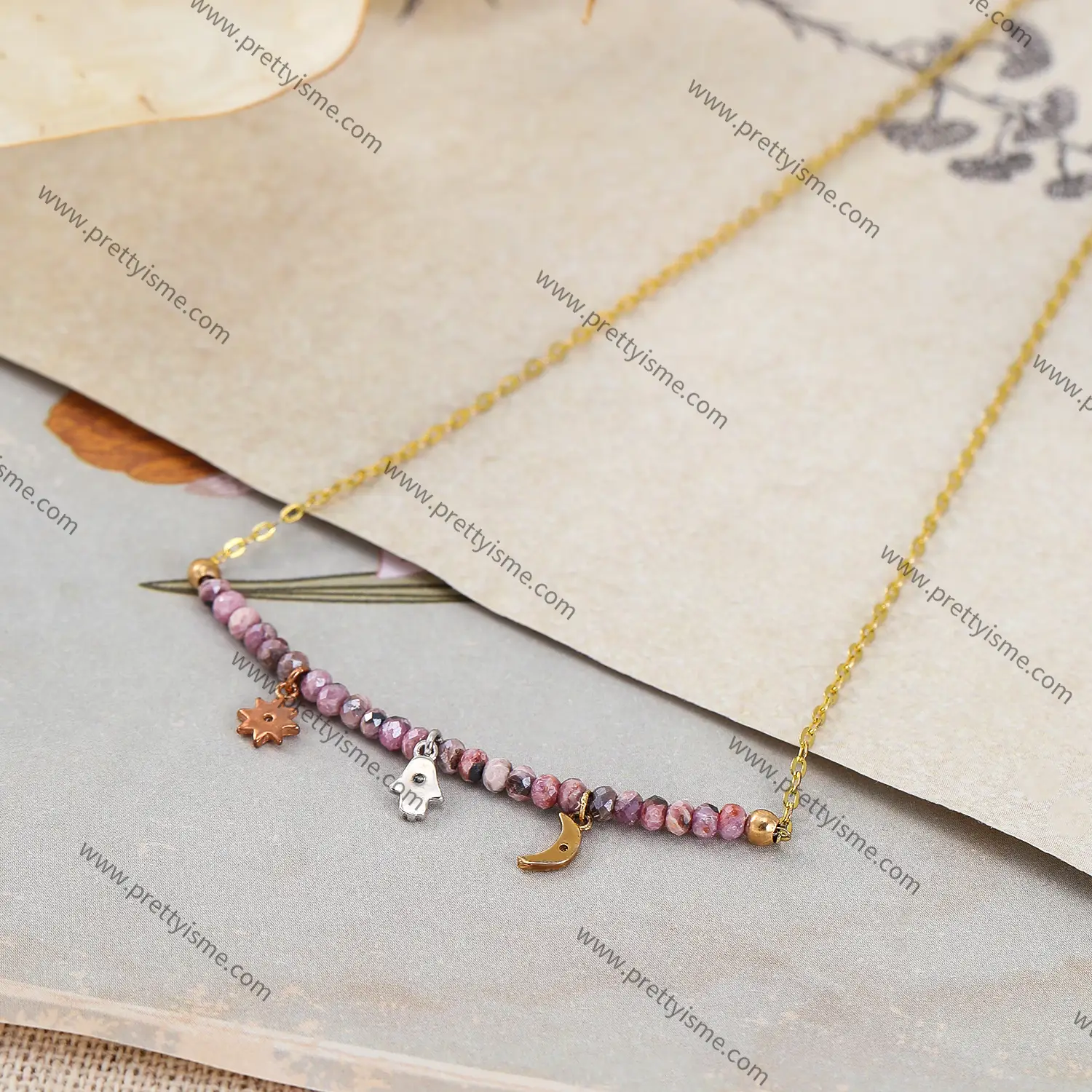 French Necklace Assorted Stones with Cute and Interesting Pendants Delicate Necklace(1).webp