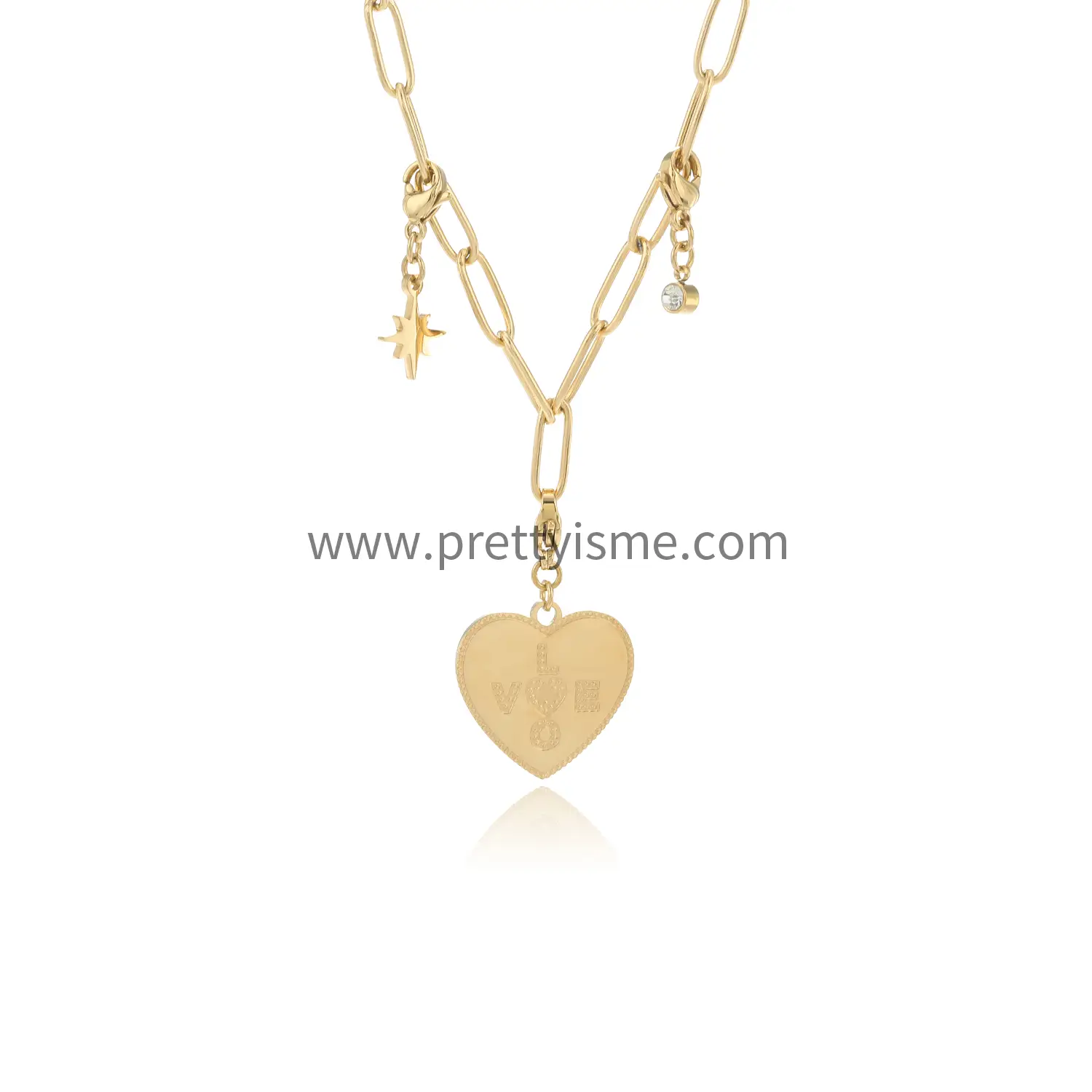 Love Pendant Necklace Engraved LOVE with Lovely Pendant Zircon Necklace (5).webp