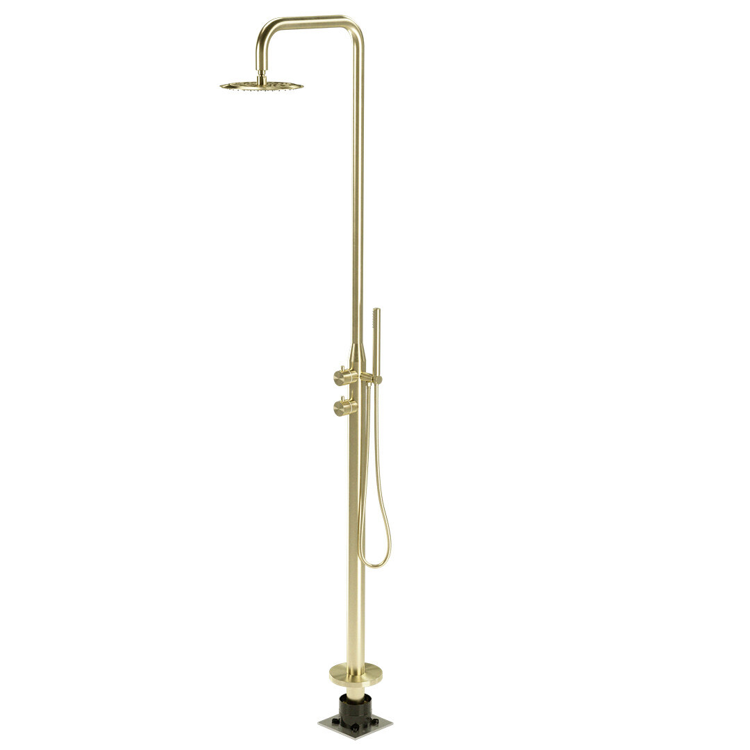 316 Stainless Steel Gold Finished Outdoor Shower Fixtures With  Handheld For Hotel Pools Beaches