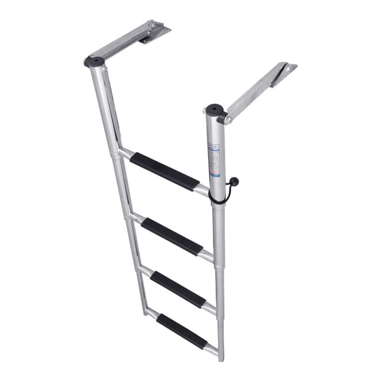 Stainless Steel Fold Out Over Platform Telescoping Ladder With Protective Welded Bumper