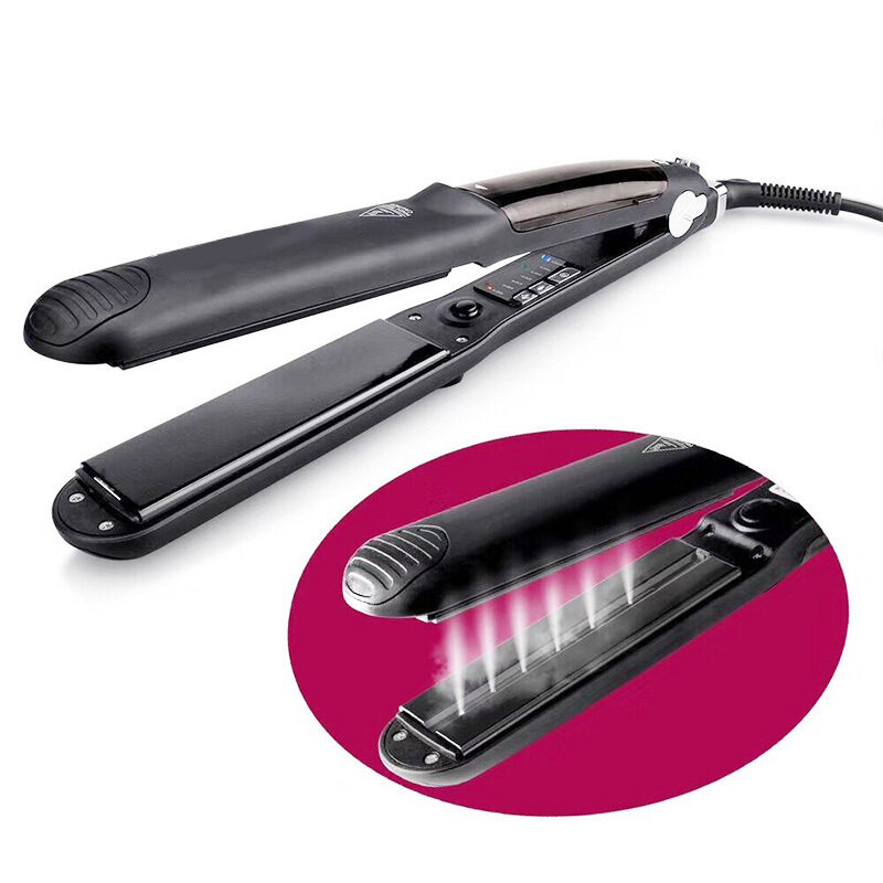 Private Label Professional Steam hair Straightening Flat Iron Tourmaline Ceramic plates salon home Hair styling Straightener