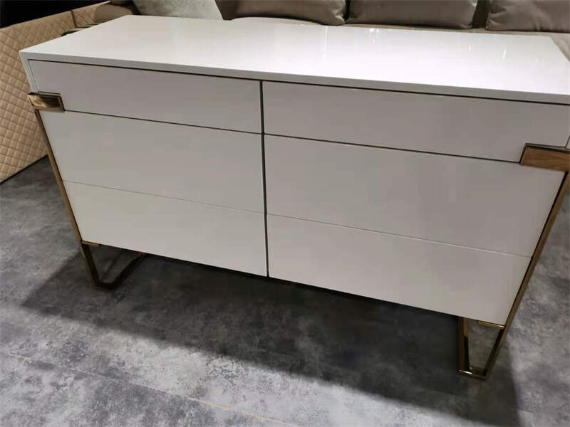 Luxury high quality metal leg white wooden living room sideboard for home furniture