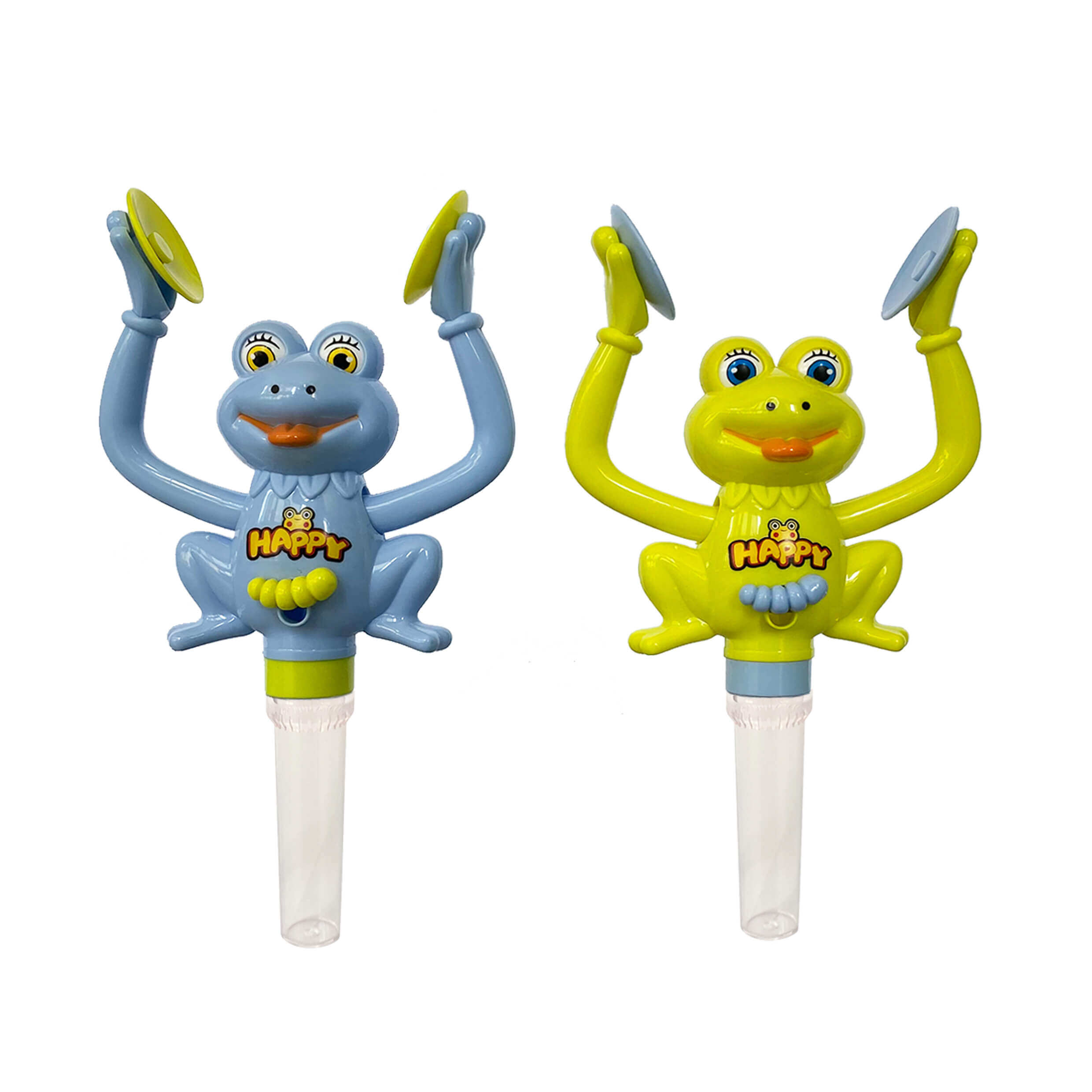Good Quality Abs Sweet Press Candy Banging Frog Candy Toys Hot Sale Cute Frog Banging Cymbals Toys Candy For Kids