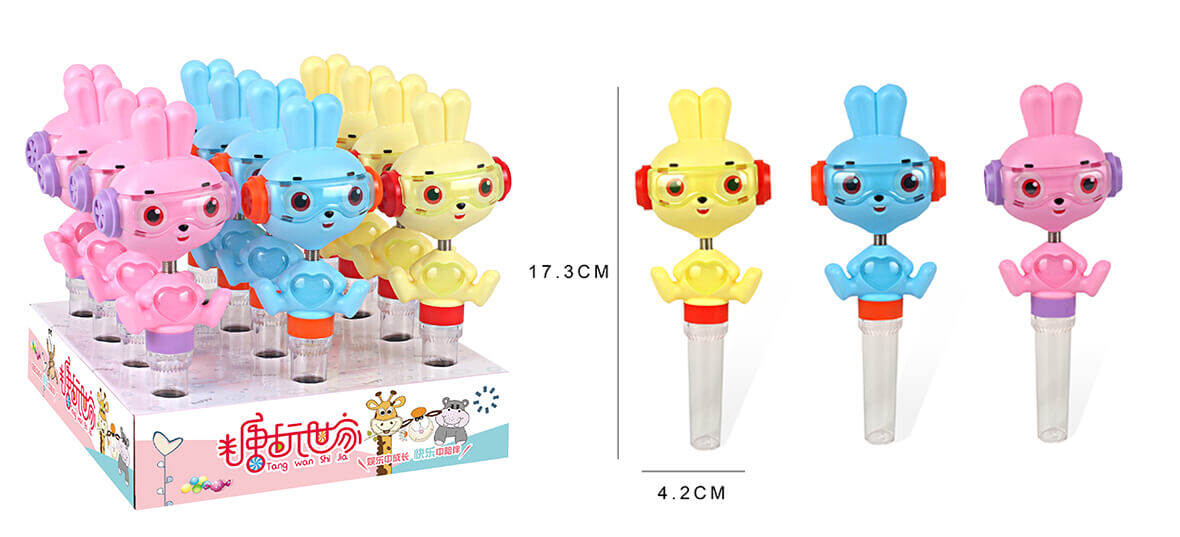 lollipop animal toy, clear candy tubes wholesale, bunny candy dispenser