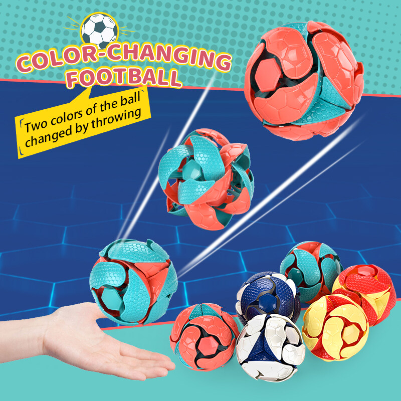 New Kids Plastic Football Shape Hand Throwing Deformation Ball Decompression Toy Color Changing Ball Toy