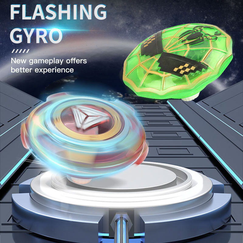 LED Metal Light Up Flash Gyro Sets Top Toy With Light