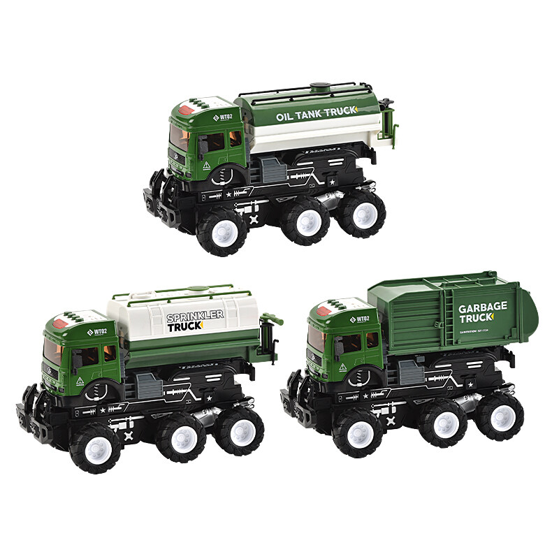 green children's diecast metal car trucks educational toys 