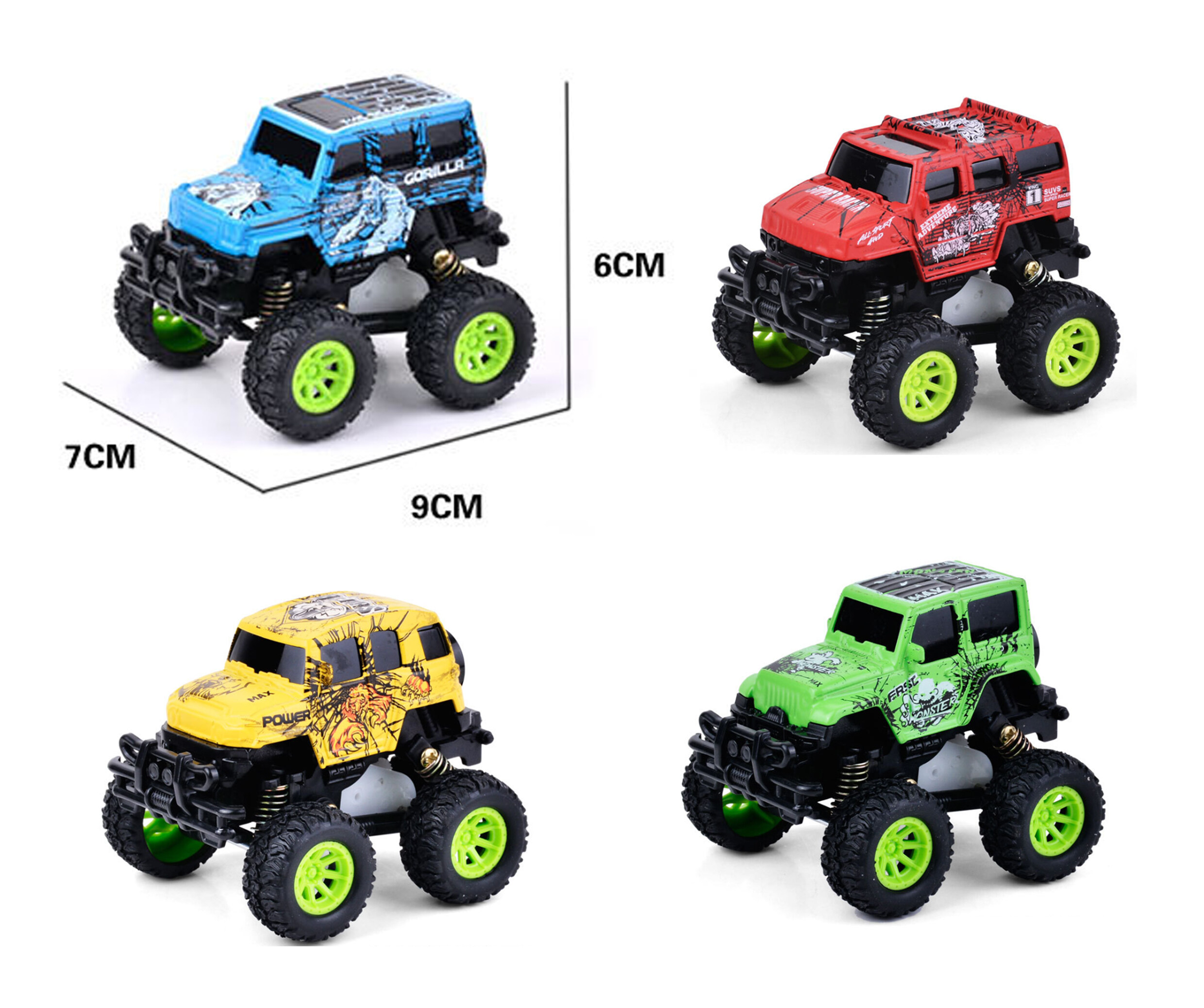 Wholesale Children's Die-Casting Stunt Off-Road Vehicle Inertia Alloy Big Wheel Monochrome Single Style Toy Car