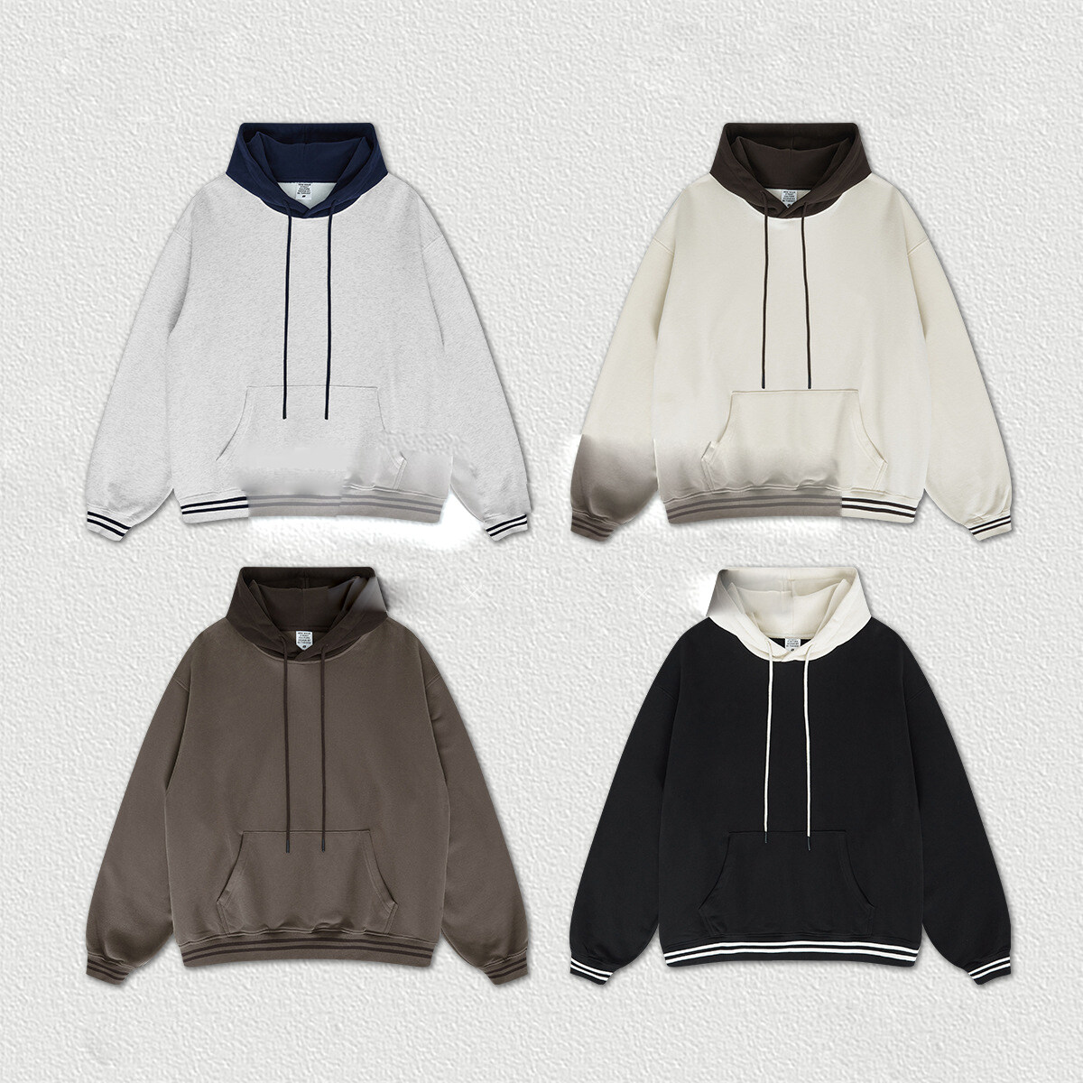 Pullover Fleece Cotton Blend Color Blocking Oversized Unisex Men's Sweatshirt Hoodies